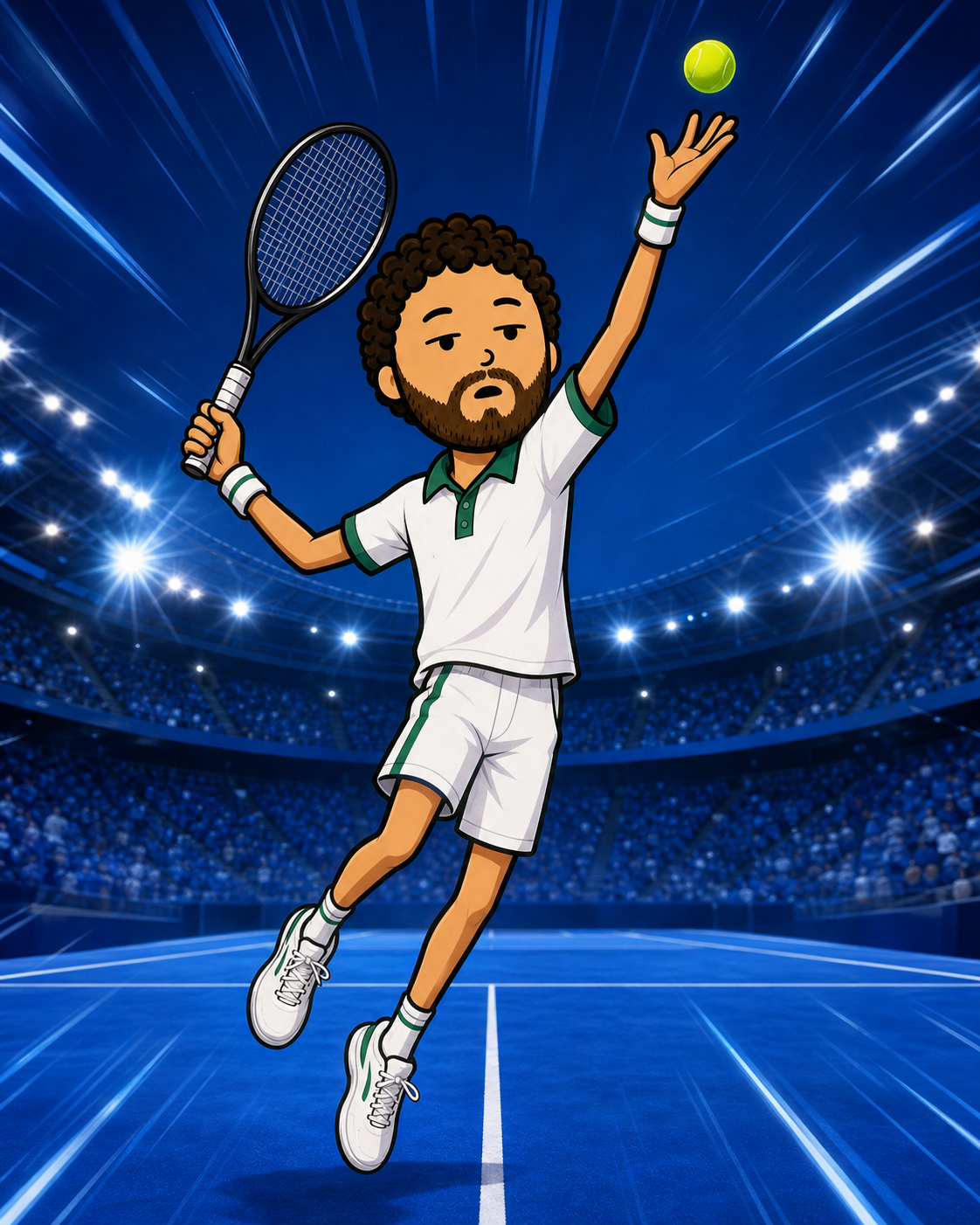 Mal playing tennis